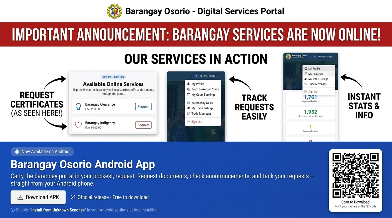 Welcome to Barangay Osorio Connect Portal